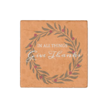 In All Things Give Thanks Brown Wreath Orange Back