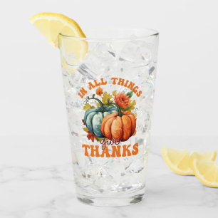 In All Things Give Thanks – Colorful Pumpkin Glass