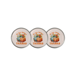 In All Things Give Thanks Pumpkin Golf Ball Marker