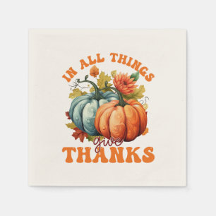 In All Things Give Thanks Pumpkin Napkins