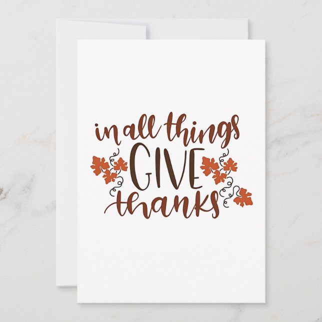In All Things Give Thanks Thanksgiving Pumpkin  Invitation (Front)