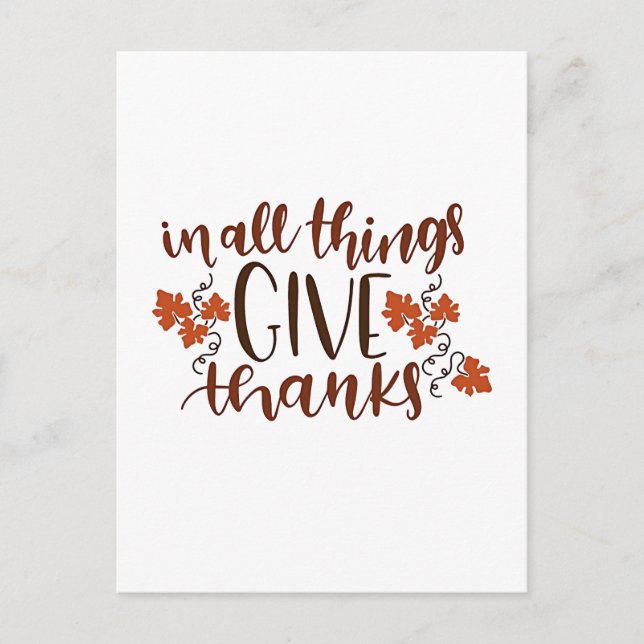 In All Things Give Thanks Thanksgiving Pumpkin  Invitation Postcard (Front)