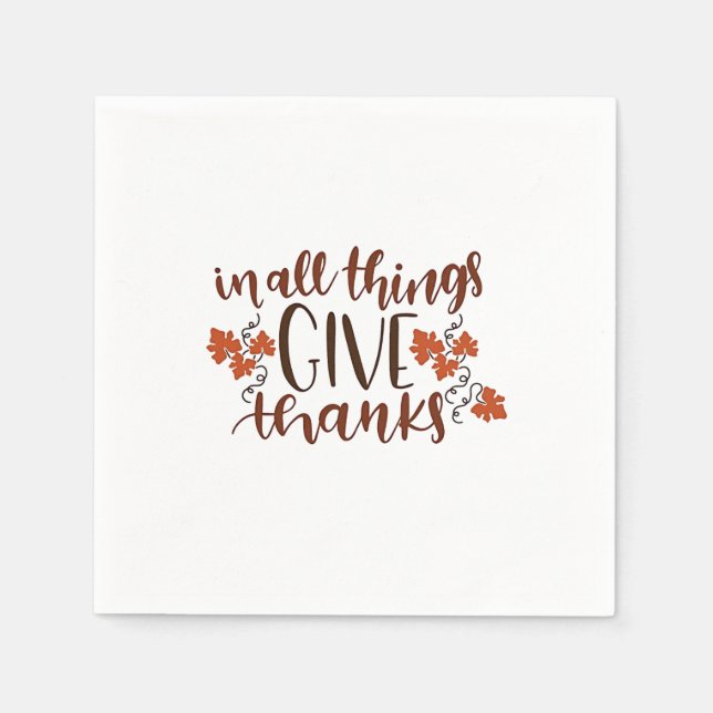 In All Things Give Thanks Thanksgiving Pumpkin  Napkins (Front)