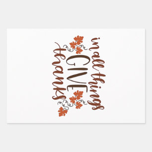 In All Things Give Thanks Thanksgiving Pumpkin Wrapping Paper Sheets