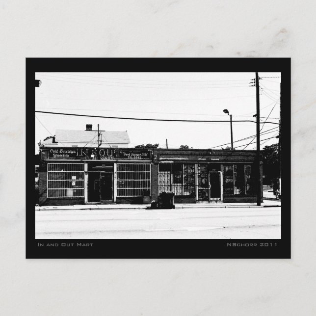 In and Out Mart Urban Street Scene Postcard (Front)