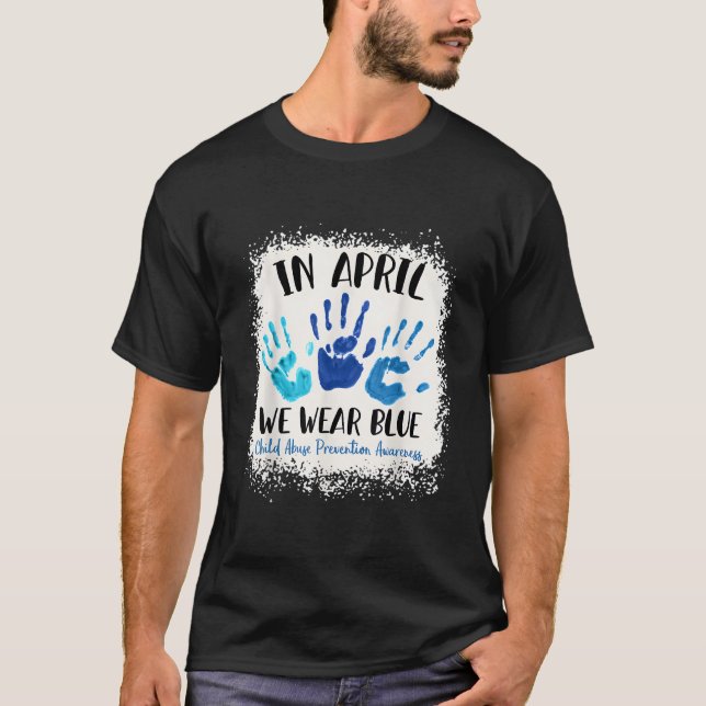 In April Blue Ribbon Child Abuse Prevention Awaren T-Shirt (Front)