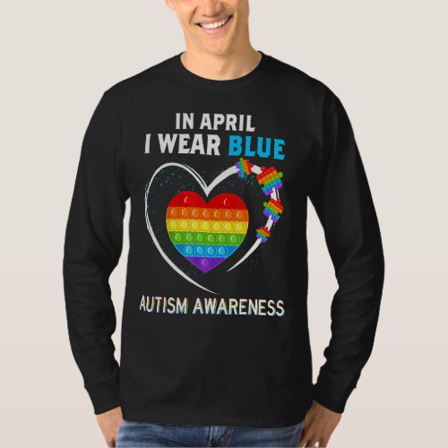 In April I Wear Blue Heart Poppin  Puzzle T_Shirt