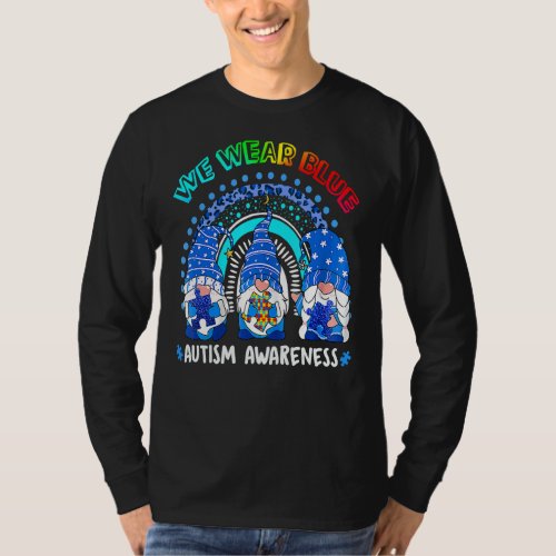 In April We Blue Gnome Rainbow Autism Awareness 1 T_Shirt