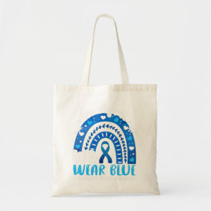 In April We Wear Blue Autism Awareness Leopard Rai Tote Bag