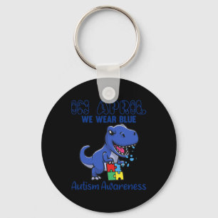 In April We Wear Blue Autism Awareness Month Dinos Keychain