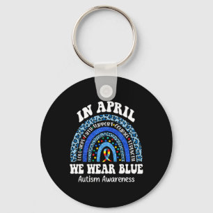 In April We Wear Blue Autism Awareness Month Puzzl Keychain