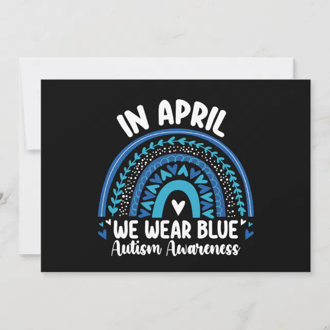 In April We Wear Blue Autism Awareness Rainbow Invitation | Zazzle
