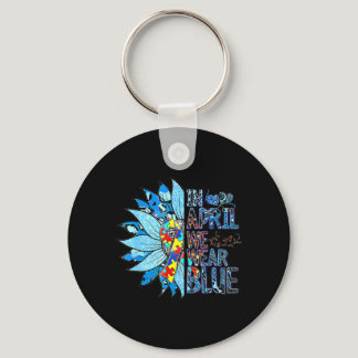 In April We Wear Blue Autism Awareness Special Edu Keychain