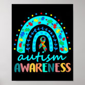 Autism Awareness Rainbow Puzzle Ribbon Poster