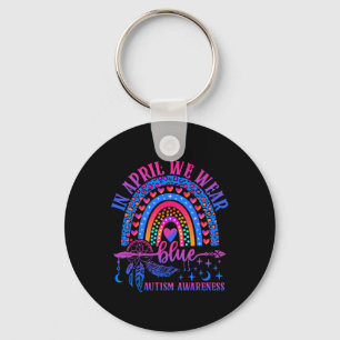 In April We Wear Blue Cute Autism Awareness Kids W Keychain