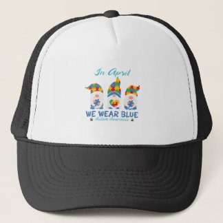 In April We Wear Blue For Autism Awareness, Autism Trucker Hat