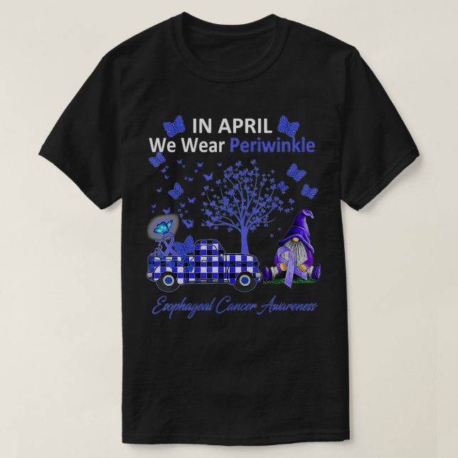 In April We Wear Periwinkle Esophageal Cancer Awar T-Shirt (Design Front)