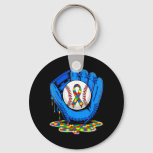 in April Wear Blue Autism Baseball Drip Men Women Keychain