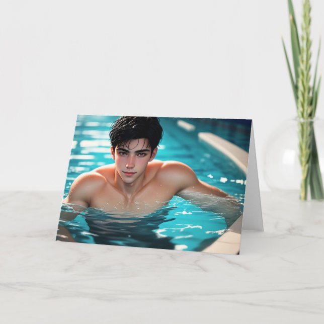 In at the Deep End Greetings Card (Front)