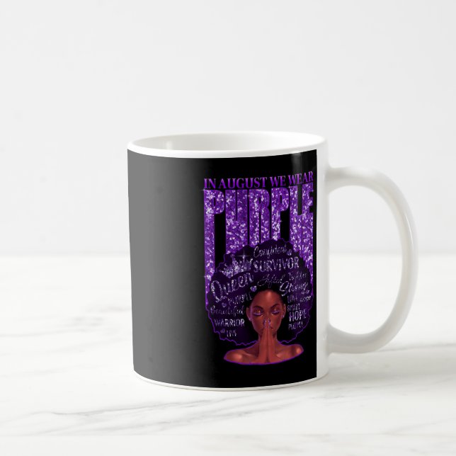 In August We Wear Purple Black Woman Afro Overdose Coffee Mug (Right)