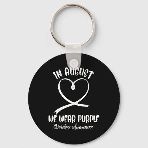 In August We Wear Purple Overdose Awareness Ribbon Keychain