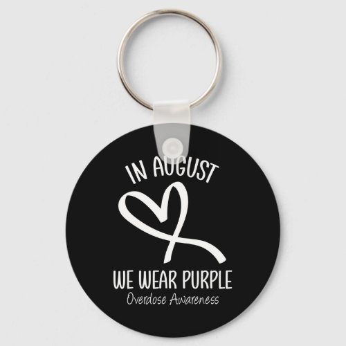 In August We Wear Purple Overdose Awareness Ribbon Keychain