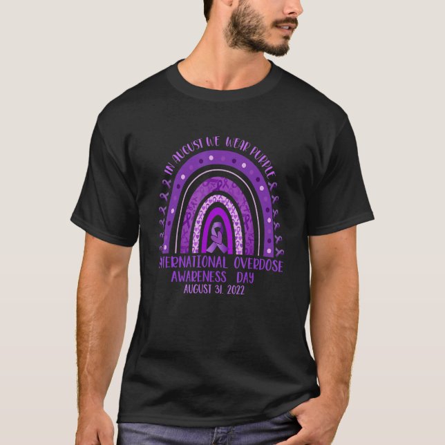 In August We Wear Purple Rainbow Overdose Awarenes T-Shirt (Front)