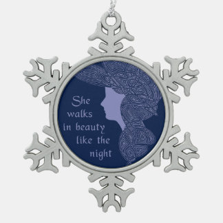 In Beauty Snowflake Pewter Christmas Ornament