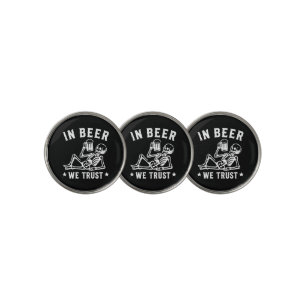 In beer we trust chilling skeleton Beer Pong Golf Ball Marker