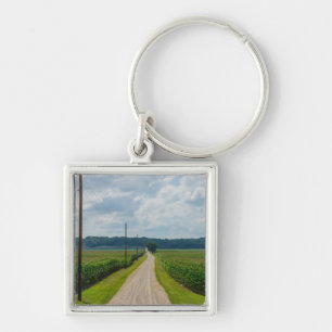 In Between Corn Fields Keychain