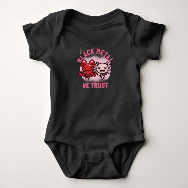 IN BLACK METAL WE TRUST BABY BODYSUIT (Front)