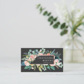 In Bloom | Blush Floral on Black Business Card (Standing Front)