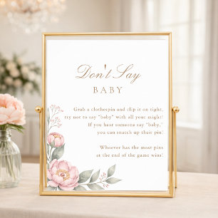 In Bloom Elegant Baby Shower Game Don't Say Baby Poster
