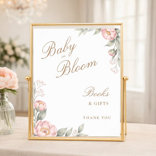 In Bloom Girl Reveal Baby Shower Books & Gifts Poster