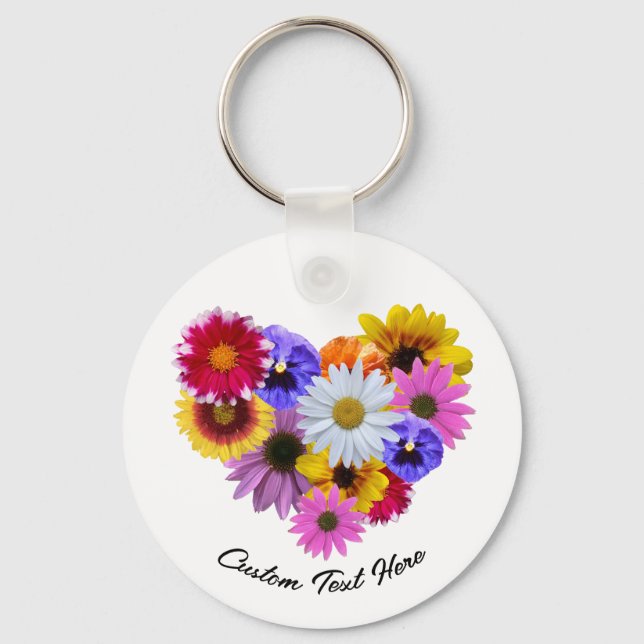In Bloom - Heart Shaped Floral Bouquet Keychain (Front)