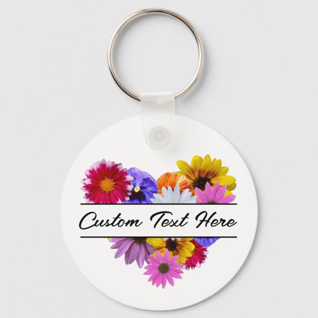 In Bloom - Heart shaped Floral Keychain (Front)