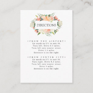 In Bloom   Peach Pink Flowers WEDDING Directions  Enclosure Card