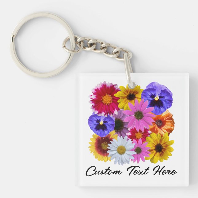 In Bloom - Square Floral Keychain (Front)