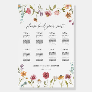 In Bloom Wildflower Bridal Shower Seating Chart Foam Board
