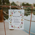 In Bloom Wildflower Bridal Shower Welcome Sign<br><div class="desc">Welcome guests to your bridal shower with this beautiful sign,  featuring a wreath of wildflowers.  Add the guest of honor's name,  shower date and custom welcome text using the fields provided.</div>
