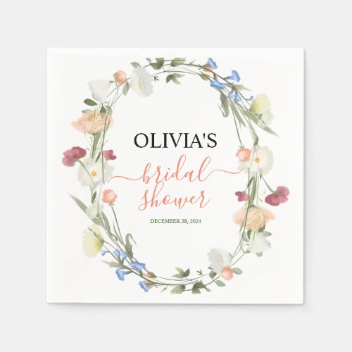 In Bloom Wildflower Floral Bridal Shower Napkins