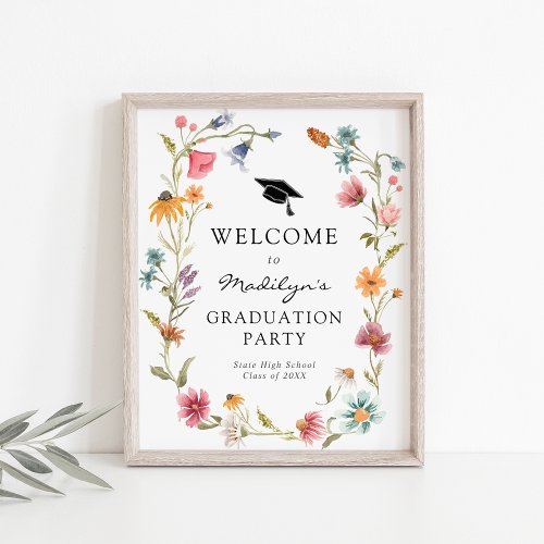 In Bloom Wildflower Graduation Party Welcome Sign