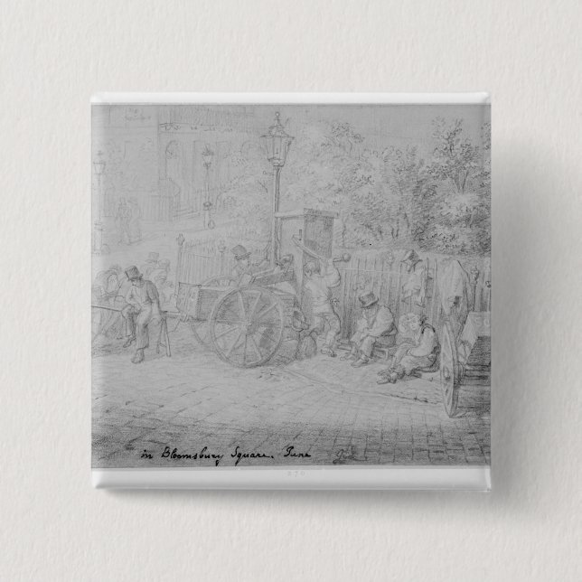 In Bloomsbury Square during the heat wave, 1828 Button (Front)