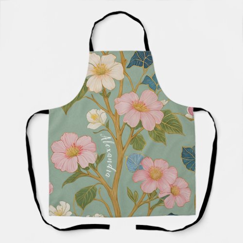 In Blossom Pastel Branch with Pink Flowers Apron