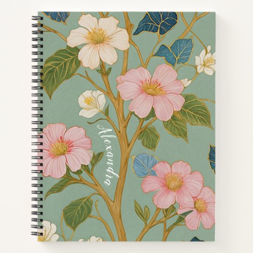 In Blossom Pastel Branch with Pink Flowers Notebook