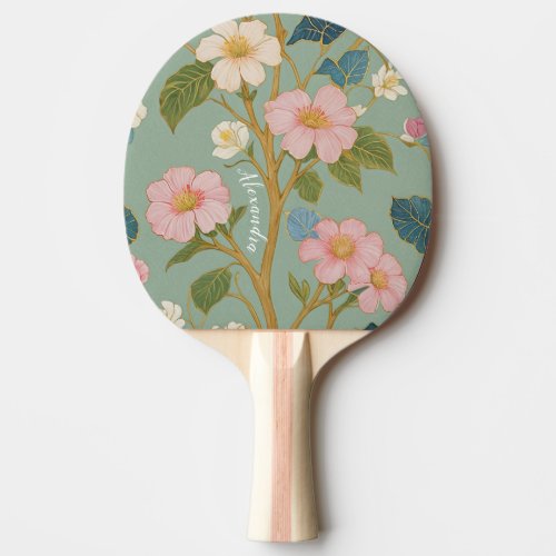 In Blossom Pastel Branch with Pink Flowers Ping Pong Paddle