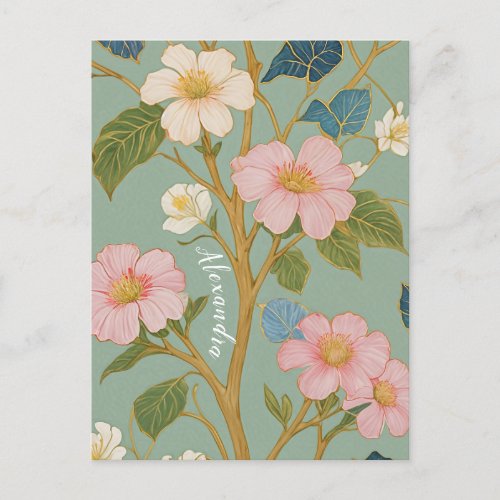 In Blossom Pastel Branch with Pink Flowers Postcard