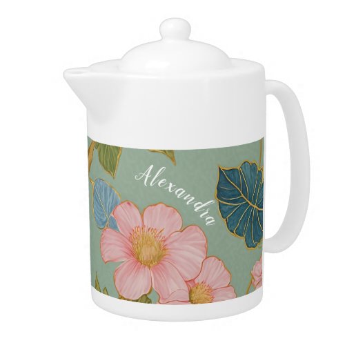 In Blossom Pastel Branch with Pink Flowers Teapot