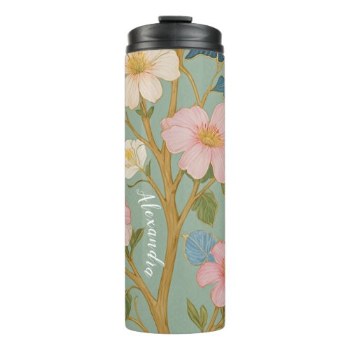In Blossom Pastel Branch with Pink Flowers Thermal Tumbler