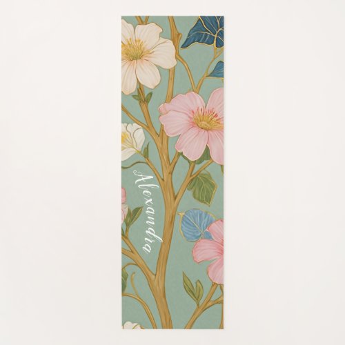 In Blossom Pastel Branch with Pink Flowers Yoga Mat